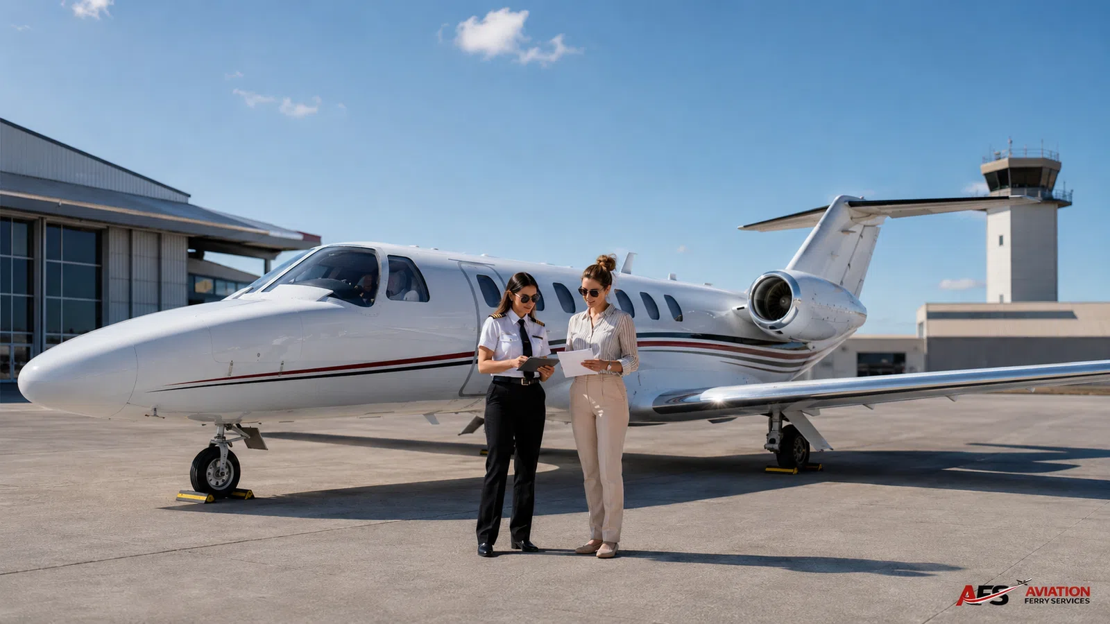 AFS aircraft photo — jet aircraft with ramp handoff