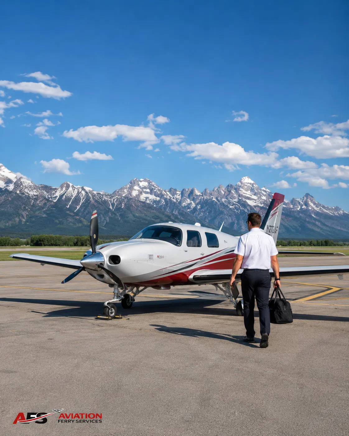 AFS aircraft photo — vintage-style aircraft at mountain airport