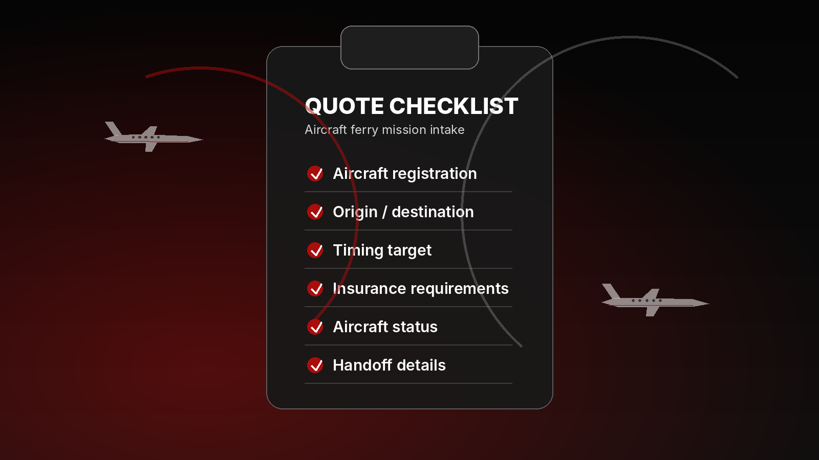 Aircraft ferry quote documentation visual